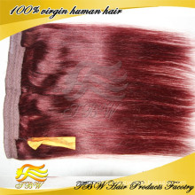 Красивый бордовый #99j Цвет 100% человеческих волос Реми флип в выдвижения волос девственницы перуанские 
